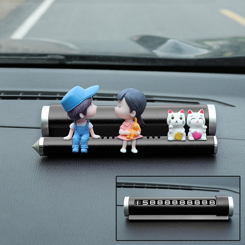 Matrículas de estacionamiento temporal de automóviles, decoraciones interiores de automóviles, personalidad linda, suministros creativos para automóviles, placas de teléfono de automóviles móviles