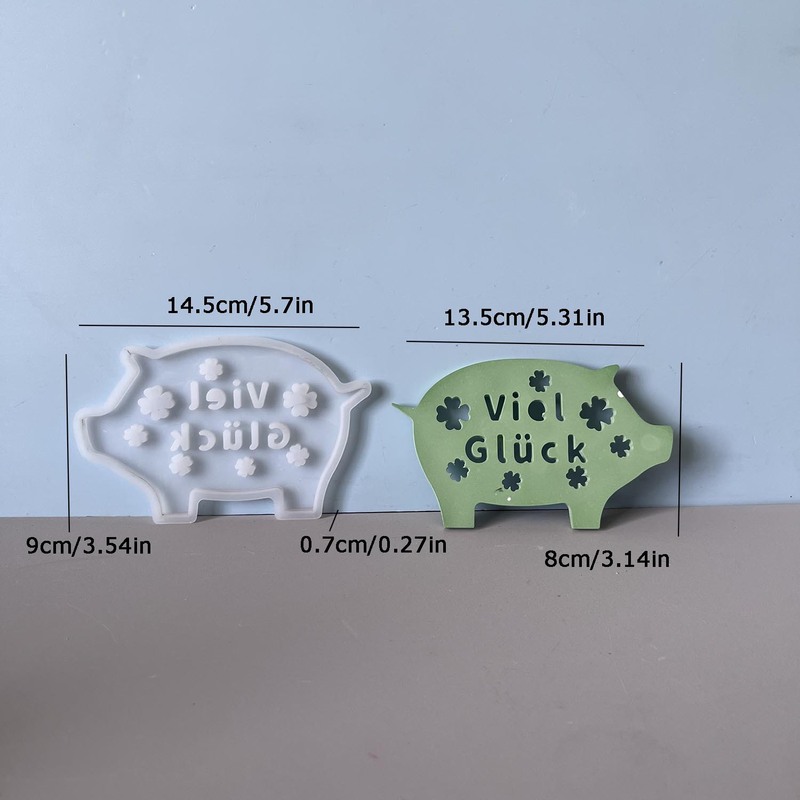 小猪氛围灯摆件硅胶模具新年除夕夜四叶草幸运猪装饰石膏滴胶模具|undefined