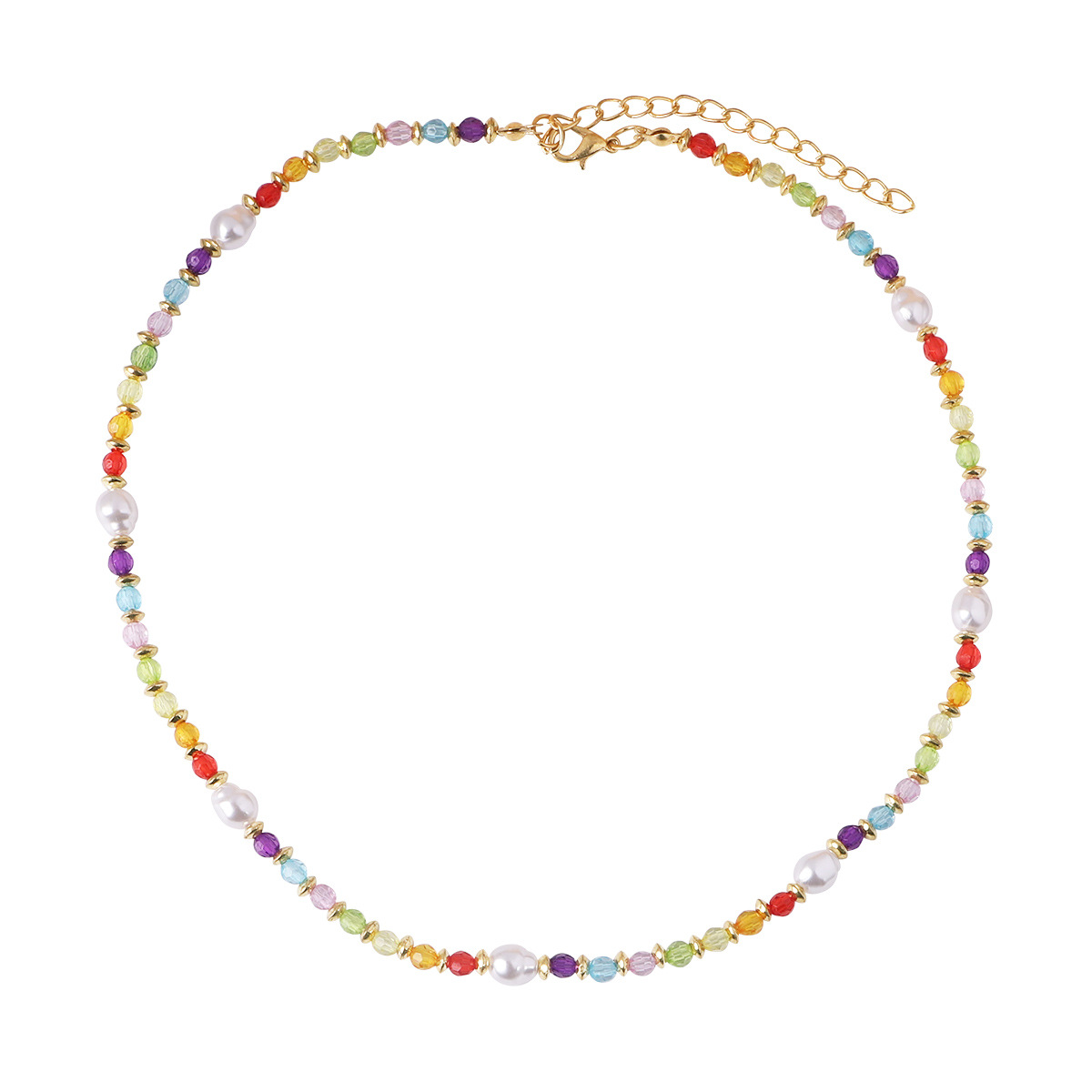 Retro Multicolor Copper Necklace Pearl Copper Necklaces