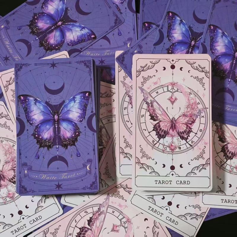 Tarot韦斯特高颜值蝴蝶塔罗牌新手入门学习塔牌精美粉色紫色卡牌|undefined