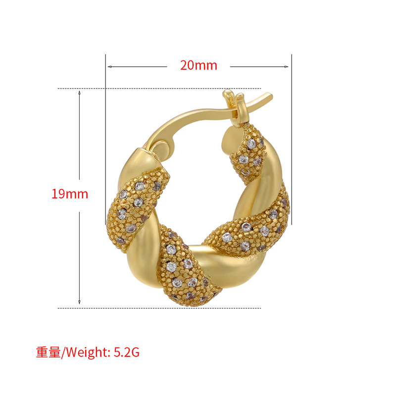 Fashion Twist Gold Plated Plating Inlay Zircon Earrings