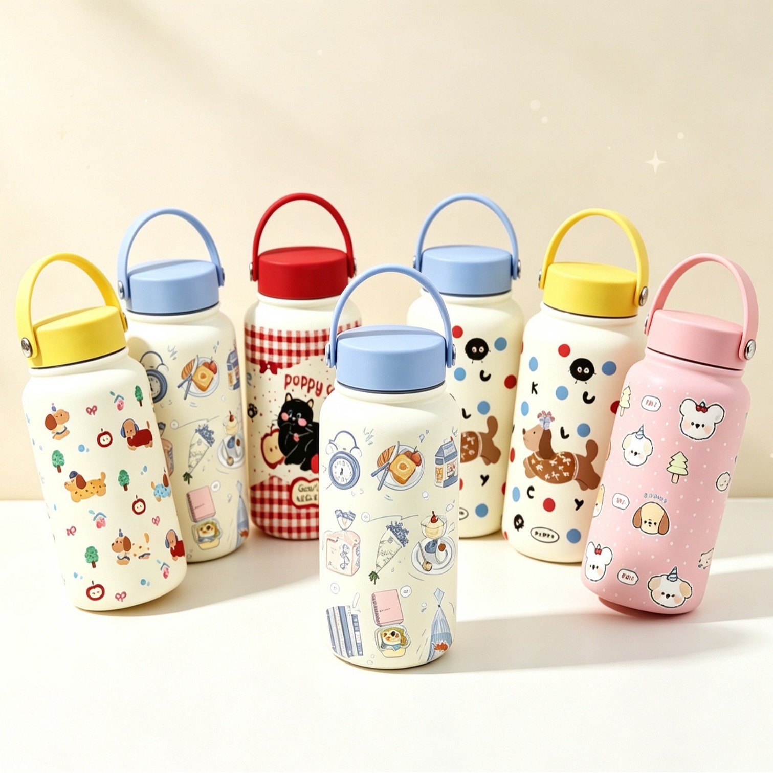 cross-border good-looking cute water cup cup cartoon thermal mug large capacity student 304 stainless steel portable