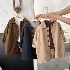 Spring and Autumn Children's Clothing Windbreaker Coat Baby Stylish Children's Personality Trendy Korean Style Japanese Style Hong Kong Style Mélange Coat