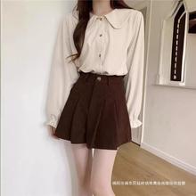 秋冬新款高腰显瘦灯芯绒美式小个子阔腿裤复古百褶裤休闲裤女短裤