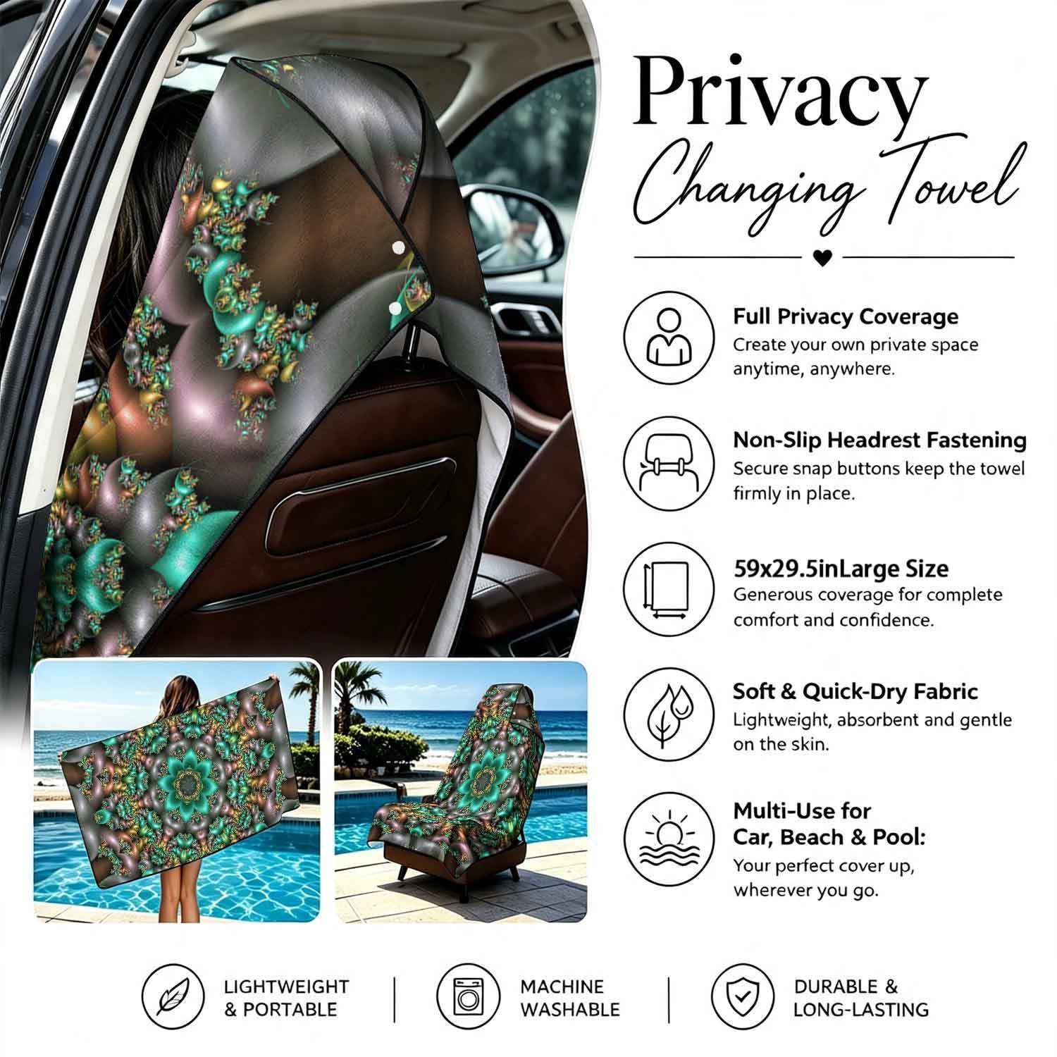 Geometric Bath Towel Car Seat Cover 2-in-1 Microfiber Outdoor Beach Car Dual-Use Universal Seat Cushion