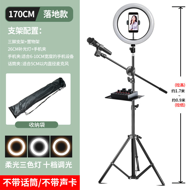 TikTok tiro equipo de canto multi-asiento Internet celebridad piso retráctil Transmisión en vivo móvil selfie soporte de trípode Luz de relleno