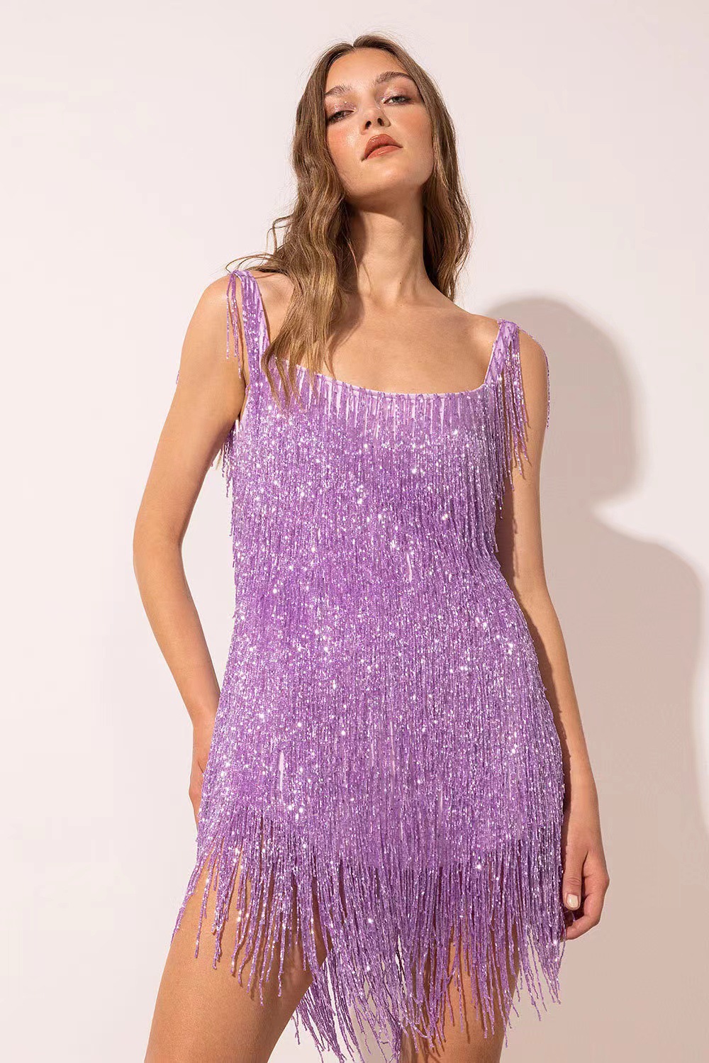 Women's fashionable tassel suspender dress _senzul.com