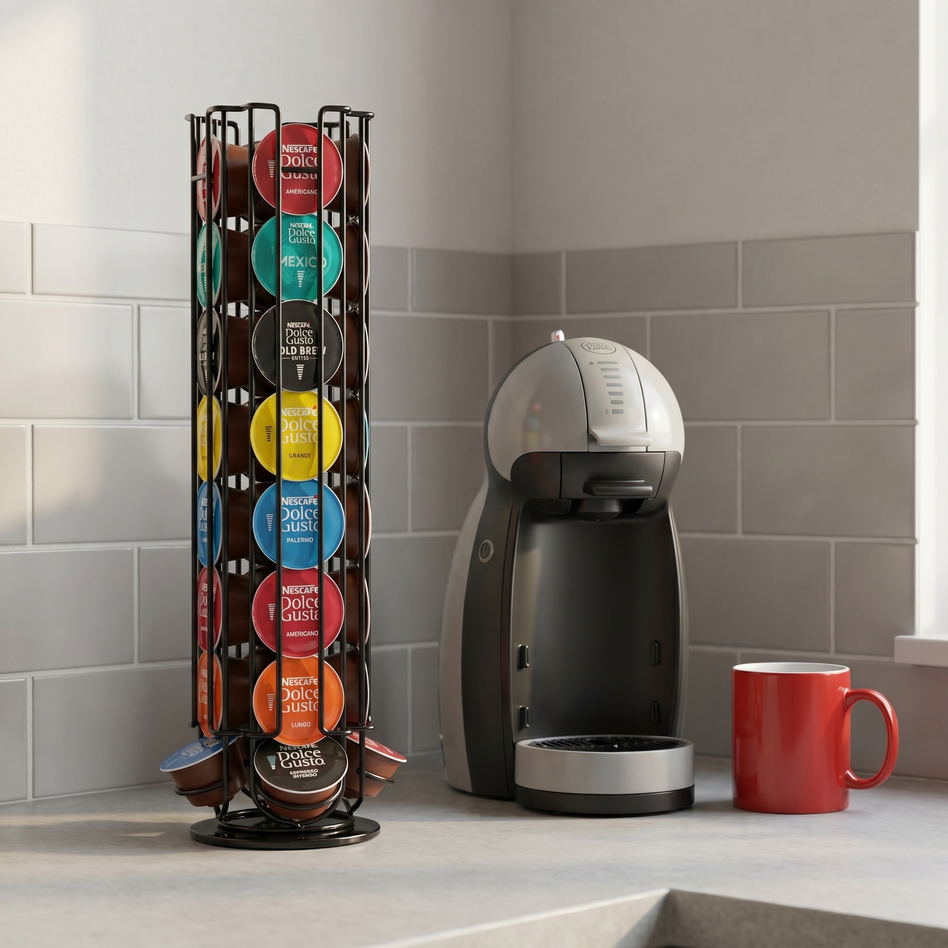 Caja de almacenamiento para cápsulas de café Amazon, para 32 cápsulas, estante giratorio para cápsulas de café Dolce Gusto.