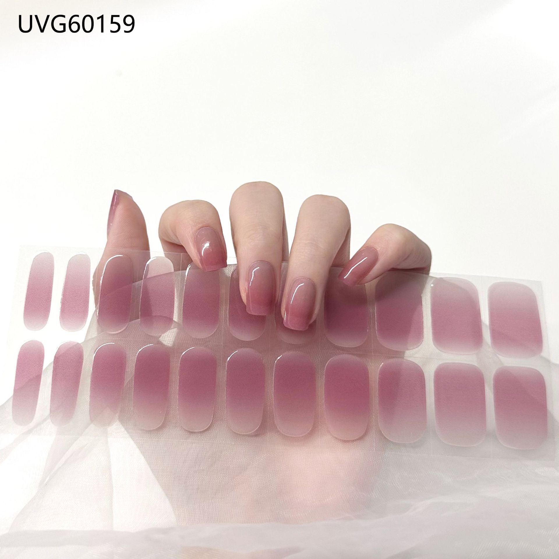 Pegatinas de uñas de gel UV transparentes efecto hielo, semicuradas, con lámina dorada, fototerapia, efecto película de aceite