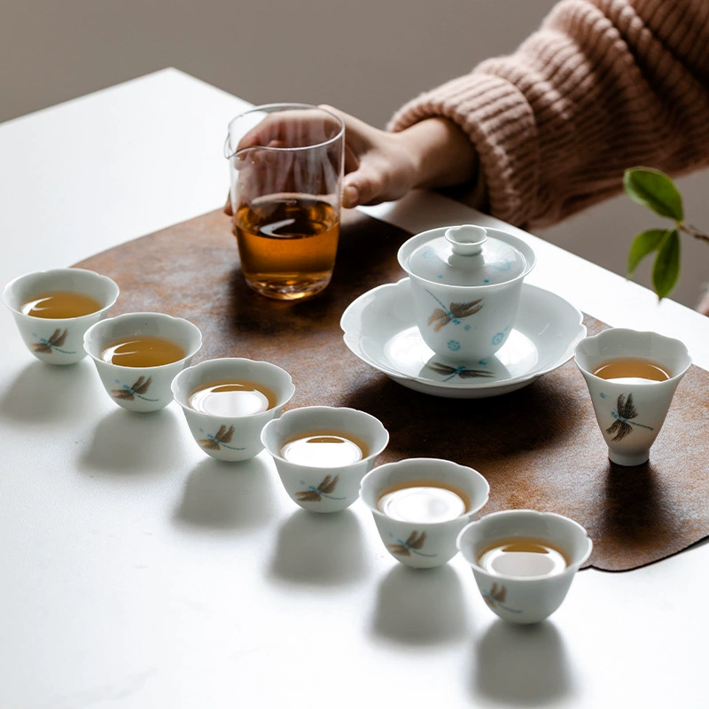 九匠风 Elite tea set, dragonfly, simple and elegant design, light luxury style