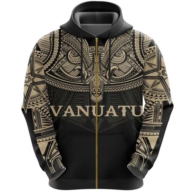 바누아투 깃발지도 3D 디지털 인쇄 남성 의류 패션 국가 상징 지퍼 후드 국경 폭발