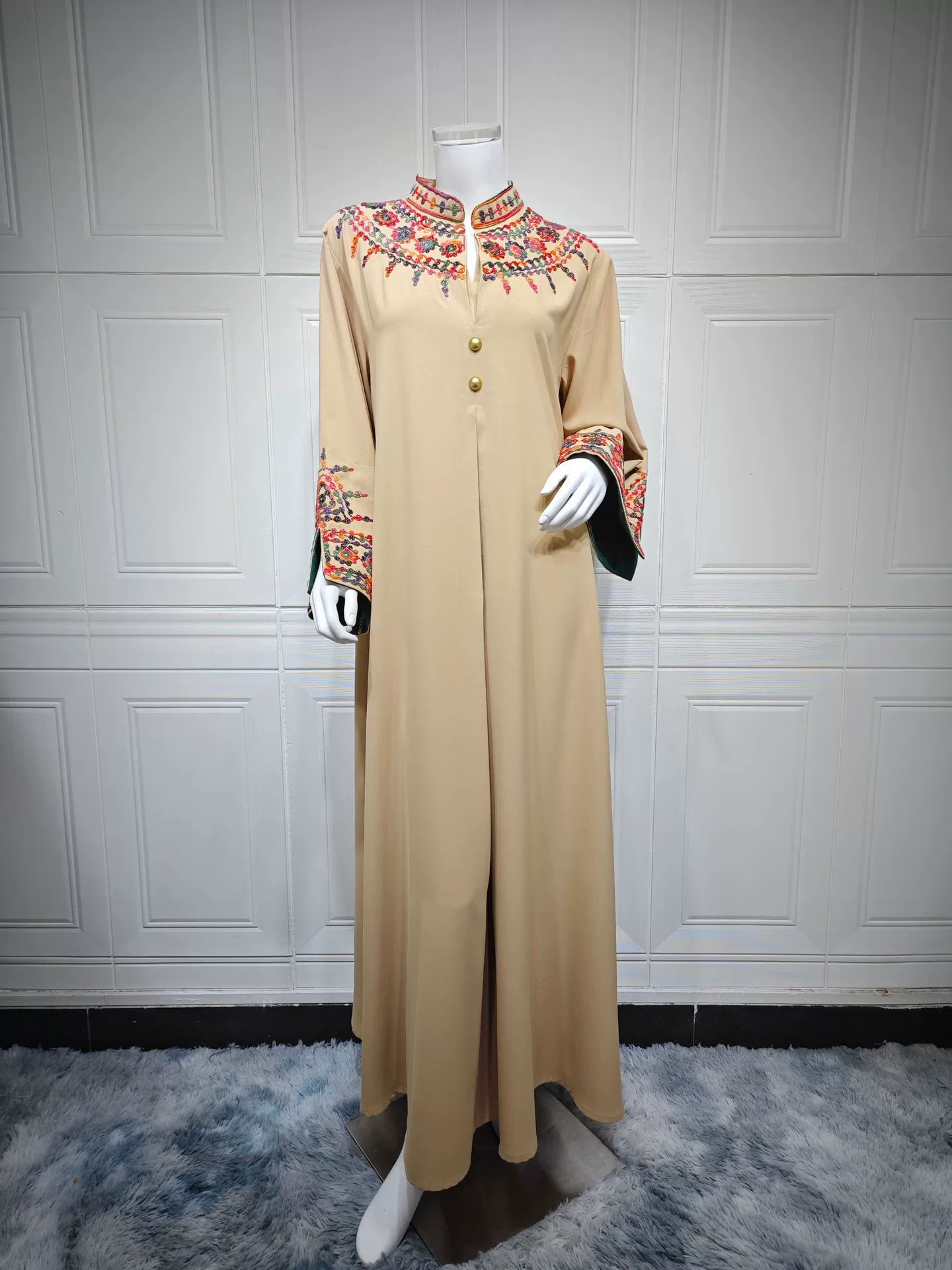 AB467 Muslim women's robe spring and summer fashion new Dubai embroidered embroidery dress jalabiya