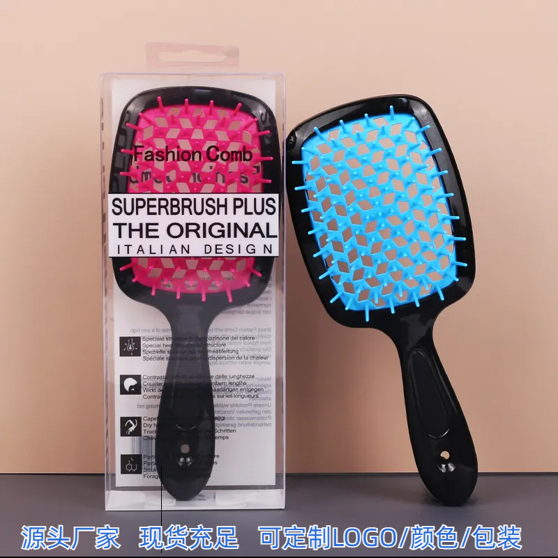 Cross-border hollow comb boxed mesh comb non-knotted hair comb ventilation comb fluffy hair massage comb square comb
