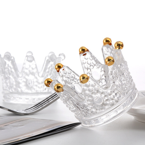 Chic High-Definition Ins-Style European Candlestick Crystal Ashtray Crown Ashtray Creative Home Glass Ashtray