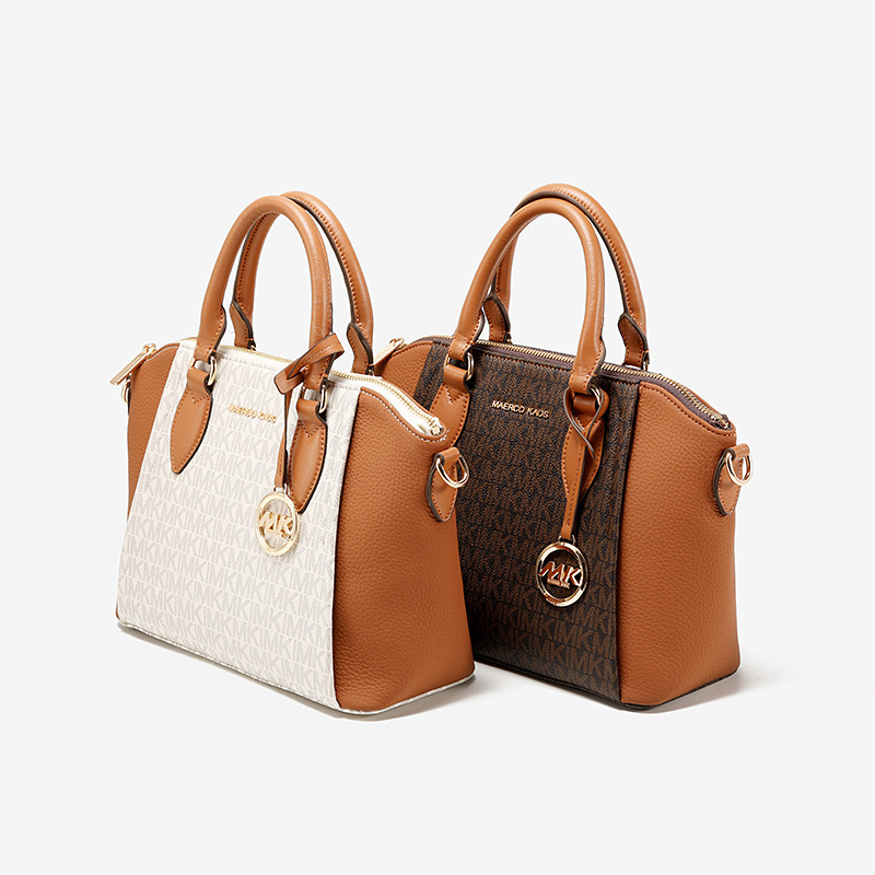 Mk Genuine Leather Bag 2025 New Women's Tote Bag, Simple Handbag for Women, High-End Women's Bag, Contrasting Color Crossbody Bag