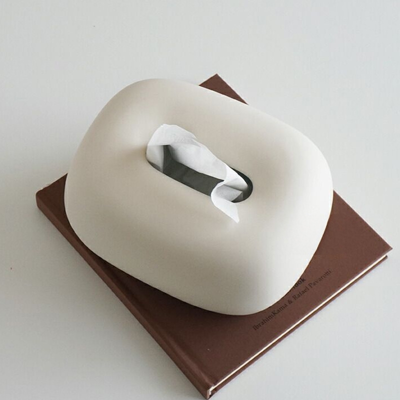 Decoración de caja de pañuelos de cerámica blanca y negra simple moderna decoración de diseño de caja de dibujo de papel de sala de estar de hogar creativo decoración de sentido