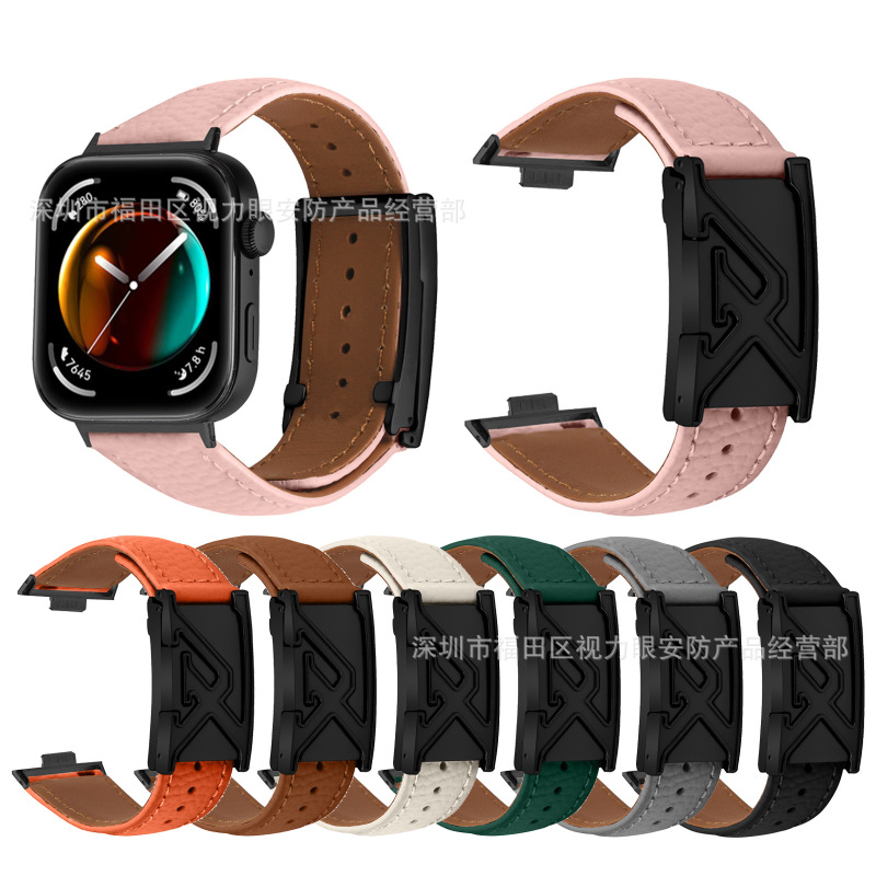 Suitable for Huawei Watch Fit3/4/5Pro Fashionable Smart Watch with Leather Strap and Lv Buckle New Model