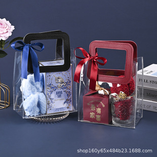 Spot Internet Celebrity Transparent Handbag Fashion Transparent Shopping Tote Daisy Creative Wedding Holiday Gift Bag