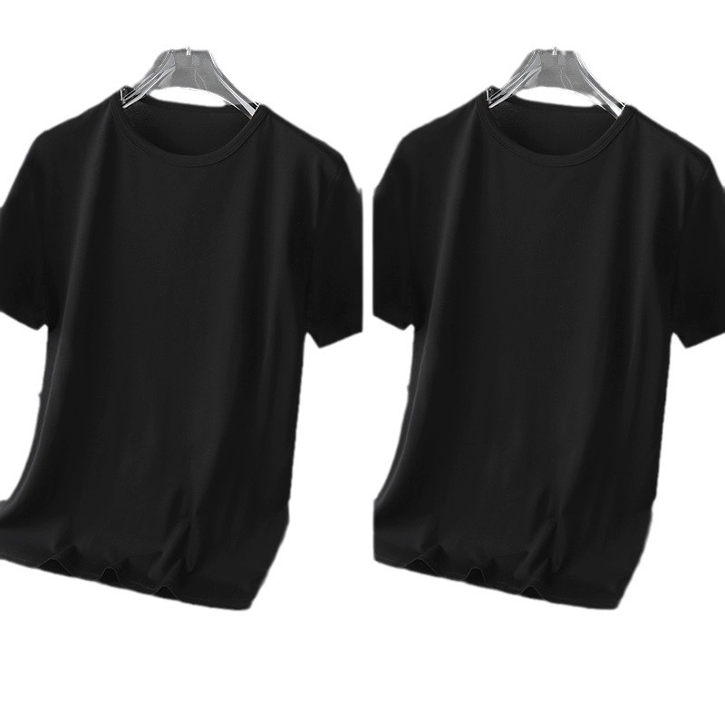 Summer thin silk solid color elastic quick dry T-shirt with a round…