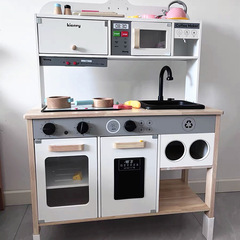子供のままごとの音光の水の種類の木製の3-6歳のシミュレーション冷蔵庫の女の子の料理セットの台所のおもちゃ