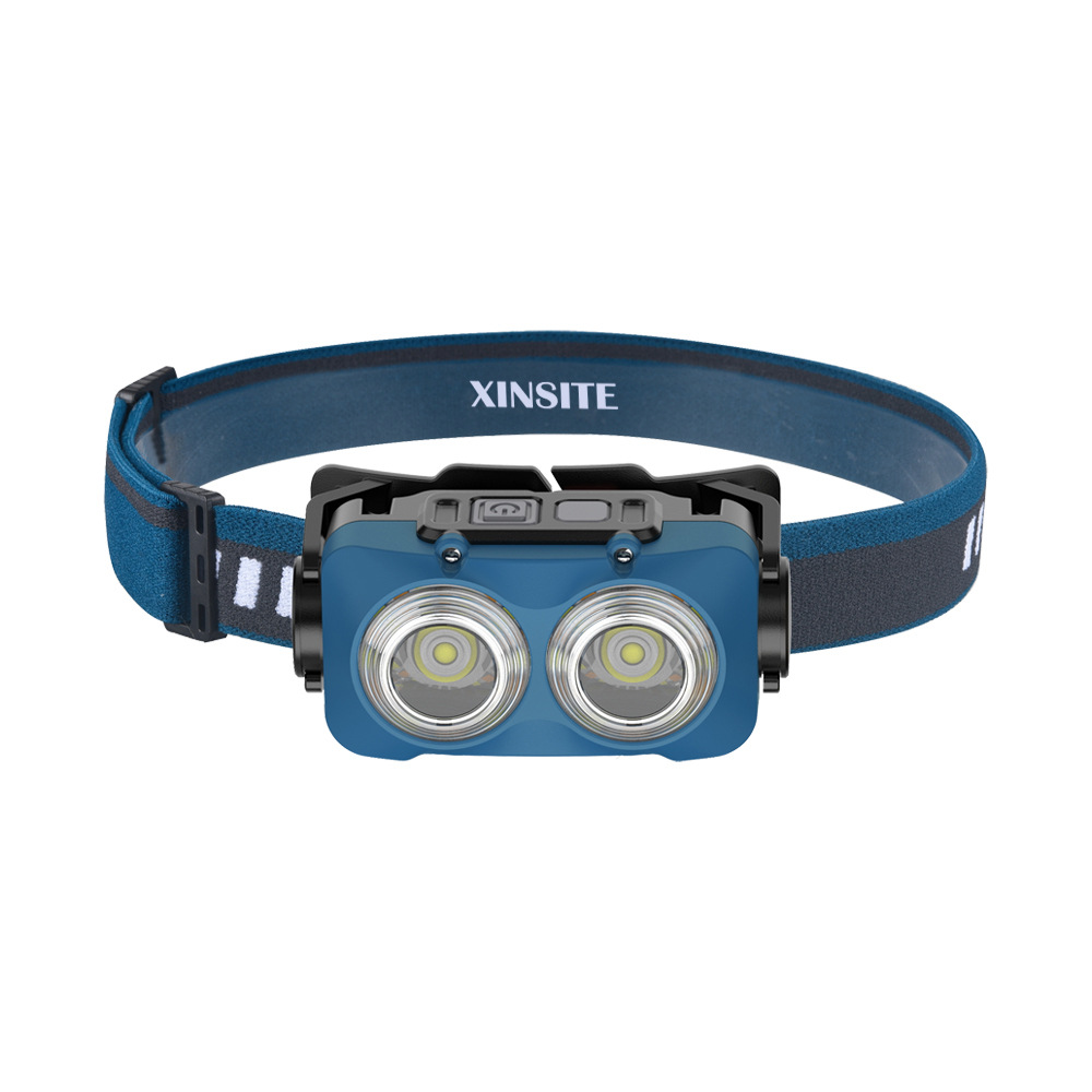 Nuevo faro de luz fuerte al aire libre transfronterizo carga súper brillante montado en la cabeza faro de pesca nocturna COB lámpara de minero a prueba de agua