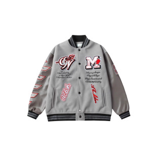 24Ssof Autumn and Winter New Style Pebbled Leather Hand Sleeves Letter Towel Embroidered Baseball Jacket Jacket for Men and Women Wholesale