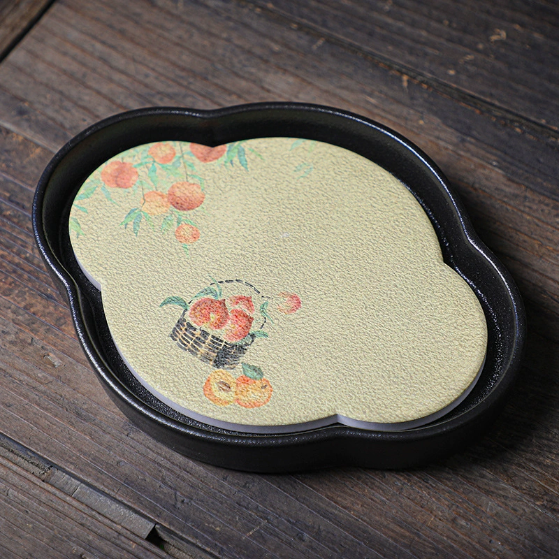 Zhongyi Xin Rough Ceramics Pottery Botato Board, Begonia Round Ceramic Tea Tap Tart Statium Storage Cushion Cushion Cashi Camel Small Dry Bubble Power