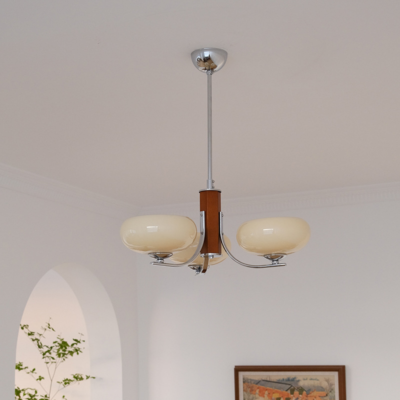 Araña de comedor de dormitorio de madera maciza nórdica medieval Araña de sala de estudio de mcm de troncos retro francés Lámpara de Zhongshan