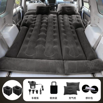 Flocking Pvc Car Mattress – Vehicle-mounted inflatable bed - two-way-trunkrear-seat-f30-suv-wave-pattern-black-square-ottoman