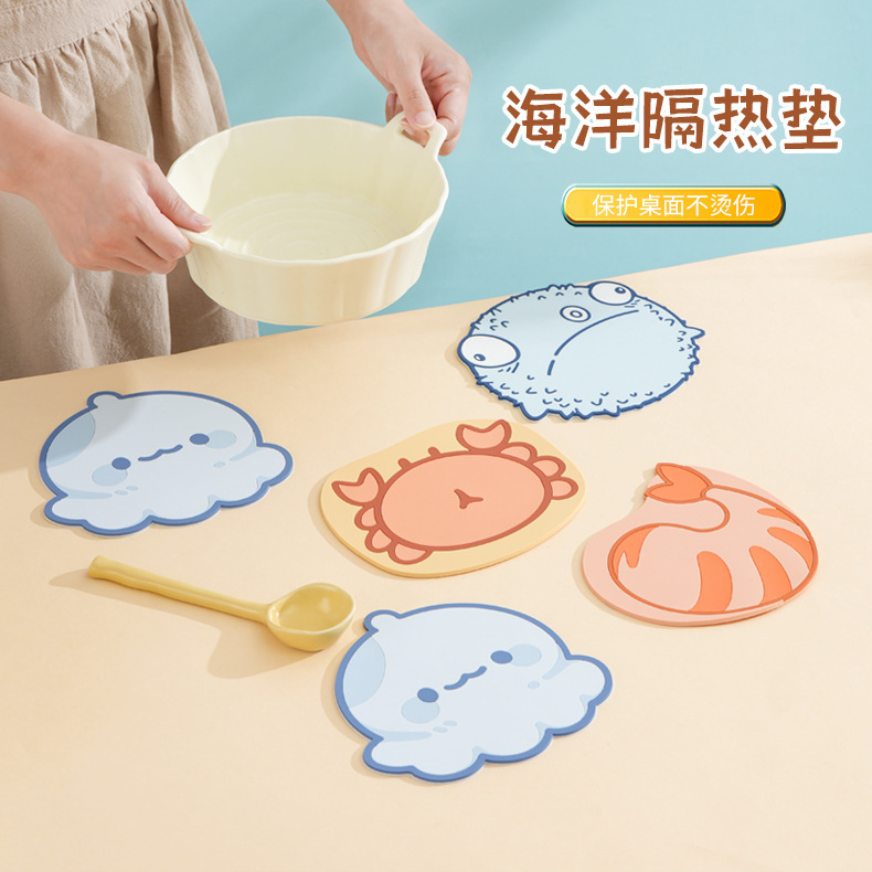 Cute Cartoon Household Tea Coaster Placemat Bowl Mat Thickeneded Anti-Scalding and High Temperature Resistant Food Grade Silicone Insulation Mat Bowl Mat Cute Cartoon Household Tea Coaster Placemat Bowl Mat Thickeneded Anti-Scalding and High Temperature Resistant Food Grade Silicone Insulation Mat Bowl Mat