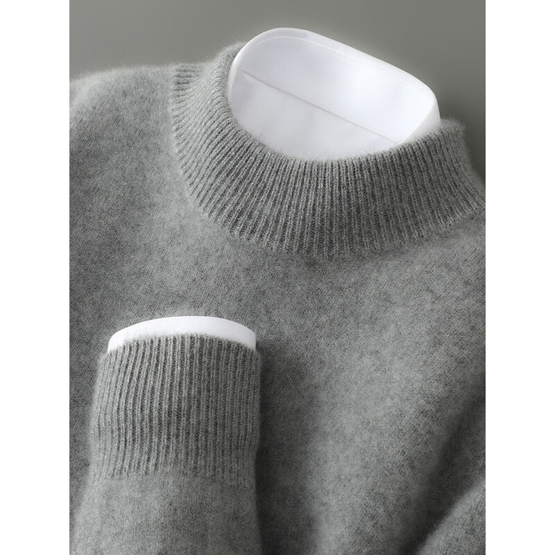 Seamless Double-Strand Thickened Sweater Men's Autumn and Winter Half Turtleneck Loose Pullover Knitted Bottoming Sweater Seamless Double-Strand Thickened Sweater Men's Autumn and Winter Half Turtleneck Loose Pullover Knitted Bottoming Sweater