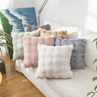 Bubble velvet pillow Tuscan rabbit plush sofa cushion bedroom plush backrest polyester cushion pillow wholesale