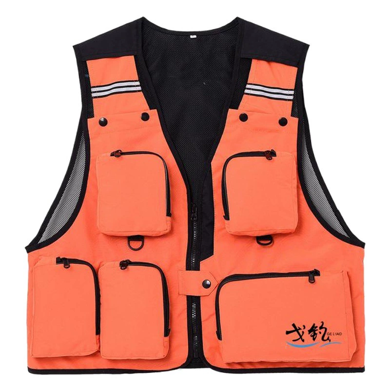 Реклама может быть установлена, жилет наружный многокарманный рыболовный жилет может быть напечатан с вышитым логотипом