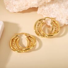 新款欧美ins跨境热卖钛钢金色耳环轻奢质感支持一件代发现货批发