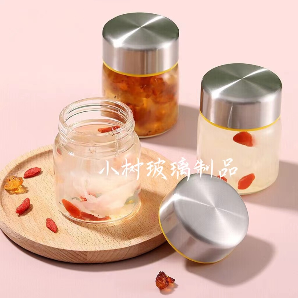 燕窝分装瓶高硼硅材质玻璃耐高温家用食品级密封罐蜂蜜小树玻璃瓶
