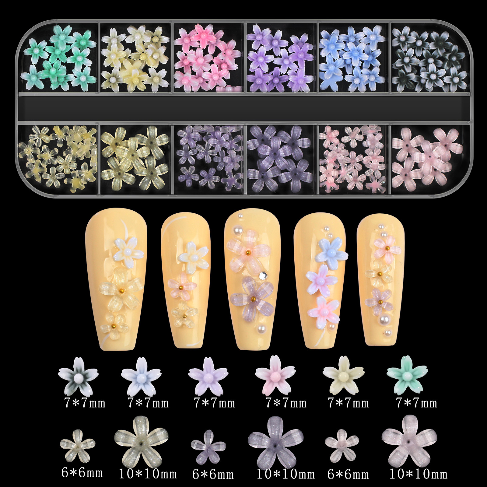 50g Weight Nail Decoration Accessories Nail Supplies Resin Material Flower, Butterfly Pattern Flower Butterfly Resin Nail Decoration Accessories 11