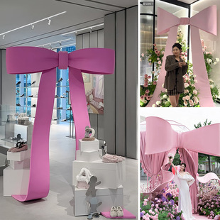 Large Pink Three-Dimensional Bow Holiday Scene Popular Check-In Spot Decoration Beautiful Display Photo Props Event