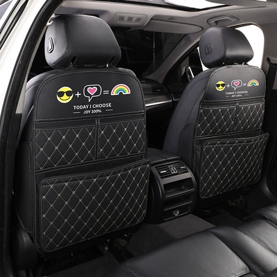Chair back anti-kick pad Protection Pad, Backrest Protective Pad - black-beige-smiley-face