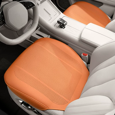 New Version Modely/Model3/X/S Summer | Seat cushion, seat cover - type-b-all-inclusive-thin-cushion-emma-orange-front-row-2-pieces