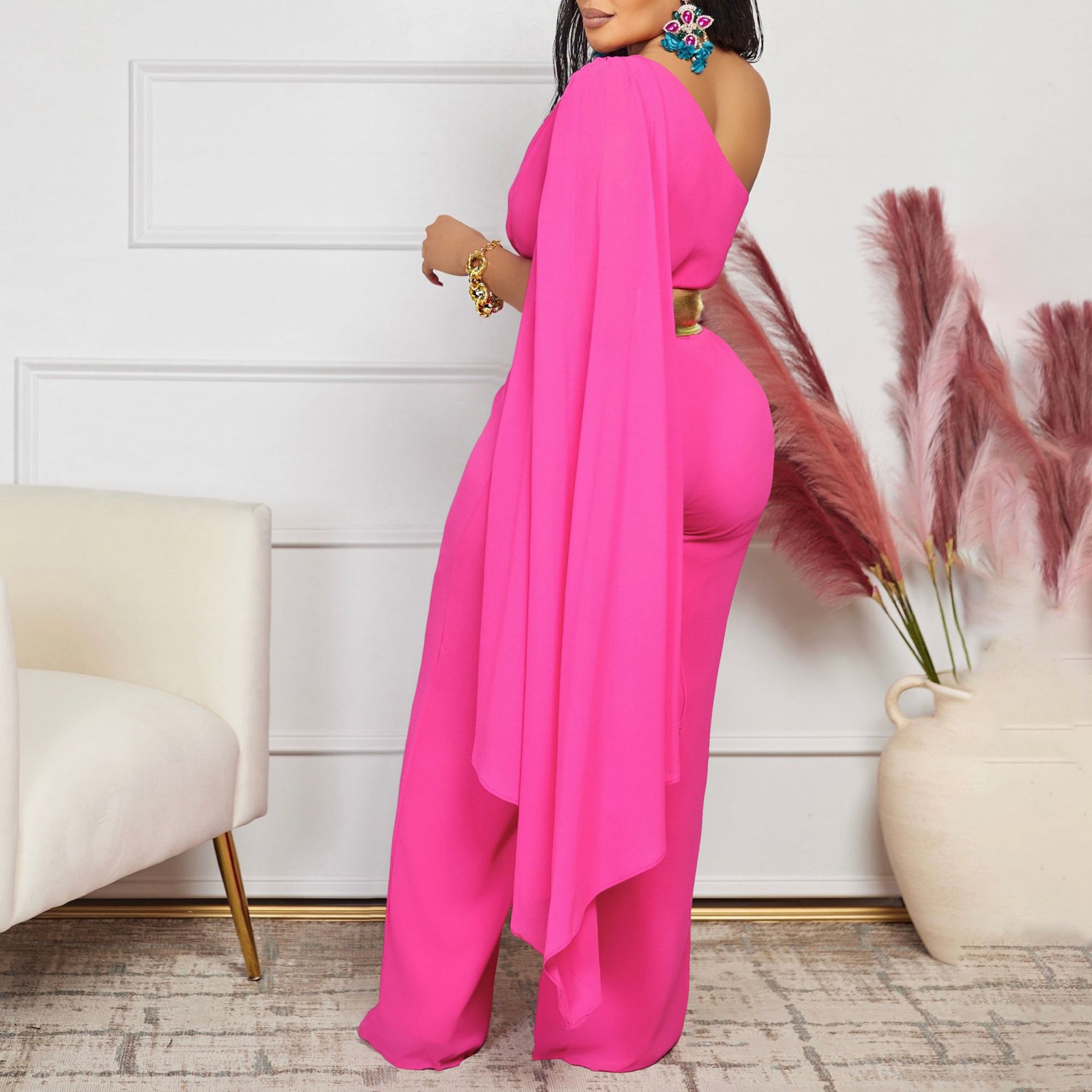 595g Weight Asymmetrical Sleeve Sleeve Length Full Length Pants Length Spandex, Polyester Fabric Type High Waist Waist Line Jumpsuits Pants Type Stretchy Elasticity Bodysuits Tops Type Holiday, Cocktail Party Occasion Slim Fit Type Solid Color Pattern Summer, Spring Season Women's Gender Sexy, Streetwear Style Women's Holiday Cocktail Party Bodysuits Sexy Streetwear Solid Color Full Length Jumpsuits 3