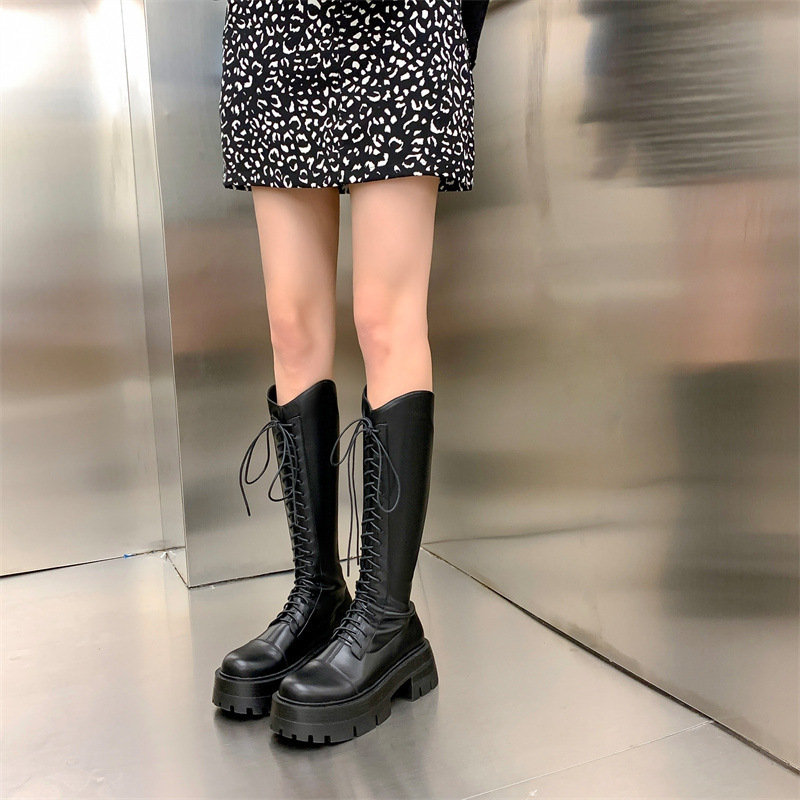 Sister Ran’S Off-Size Clearance~~~Small Boots, Genuine Leather Thick-Soled Strappy Knight Boots Sister Ran’S Off-Size Clearance~~~Small Boots, Genuine Leather Thick-Soled Strappy Knight Boots