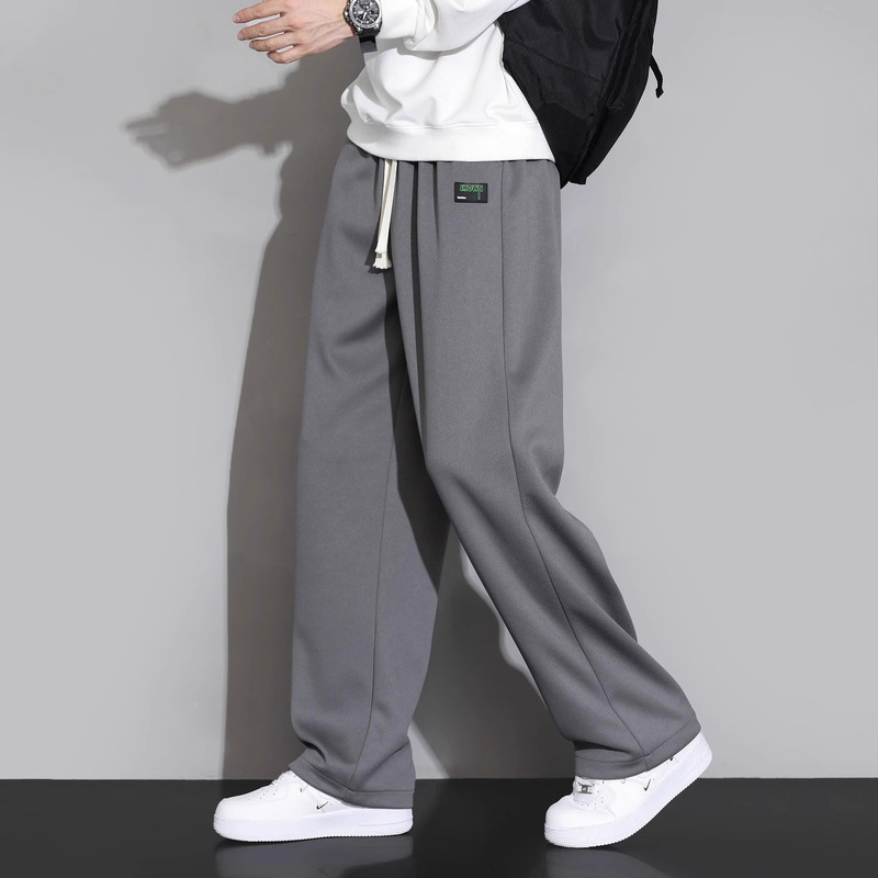 男女同款条纹卫裤男生夏季宽松直筒裤休闲长裤青少年阔腿运动裤子|undefined