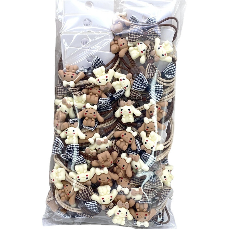 Leche té color de dibujos animados para niños corbata de pelo cuerda de pelo tarjeta banda de pelo banda de goma para animales tienda física supermercado 2 yuanes tienda de accesorios para el cabello