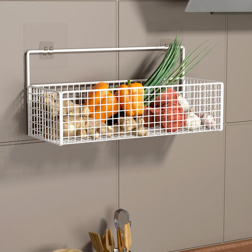 Kitchen hanging basket onion ginger garlic storage rack wall hanging storage seasoning ginger garlic various wall drain vegetable basket no punching
