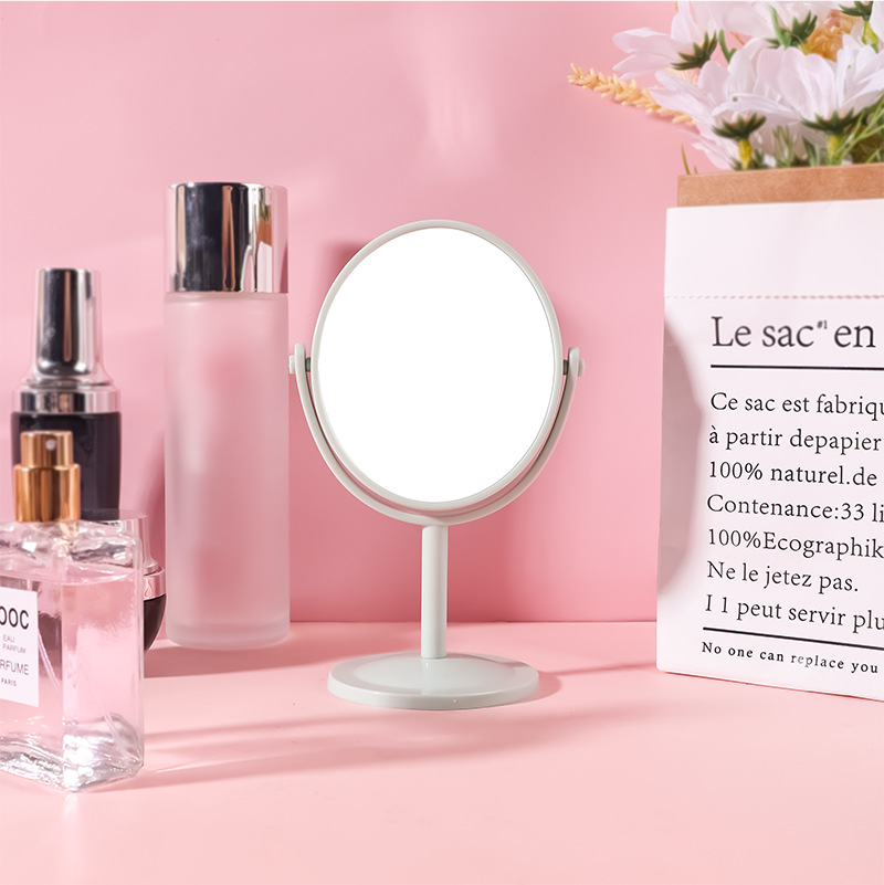 Espejo de Maquillaje de Escritorio de Doble Cara Plástico y Vidrio con Aumento para Baño y Dormitorio