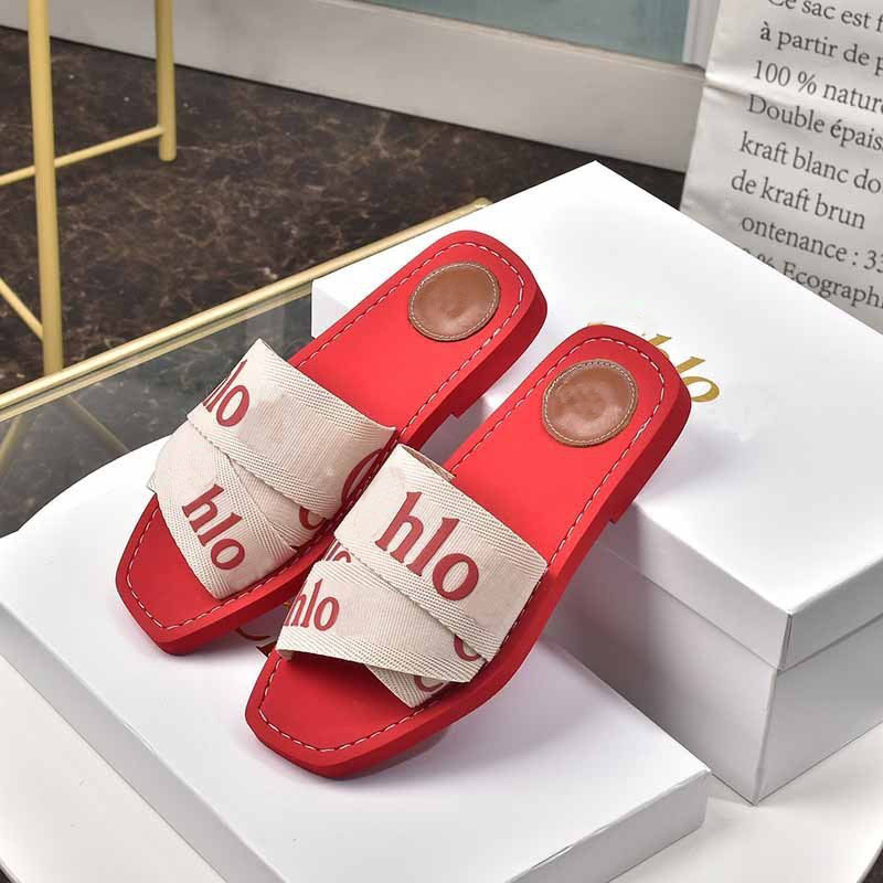 Chlo * 23 New Letter Embroidered Woven Slippers Women's Casual Outer Wear Beach Holiday Flat Sandals for Foreign Trade Chlo * 23 New Letter Embroidered Woven Slippers Women's Casual Outer Wear Beach Holiday Flat Sandals for Foreign Trade