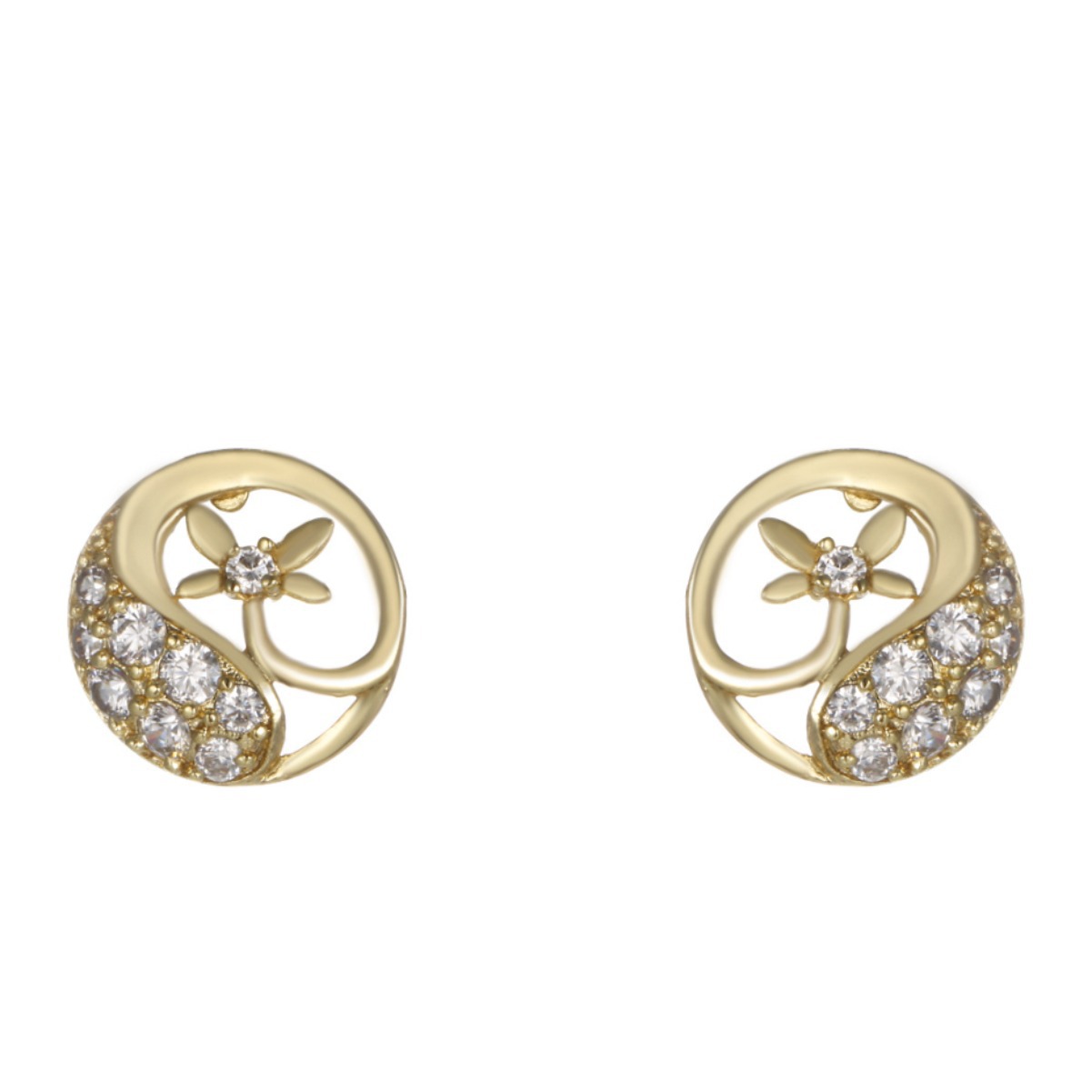 Xuping personalidad japonesa y coreana pendientes de nicho para mujeres pequeñas flores exquisitas huecadas micro pendientes de piedra