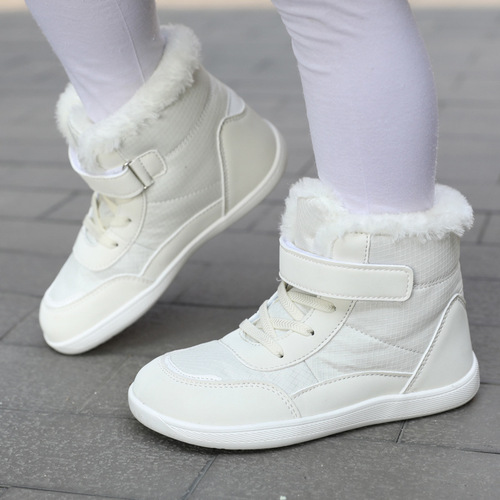 Winter Children's Cotton Shoes Snow Shoes Outdoor Barefoot Shoes for Boys and Girls Waterproof Anti-Slip Fleece Lined Warm Cotton Shoes