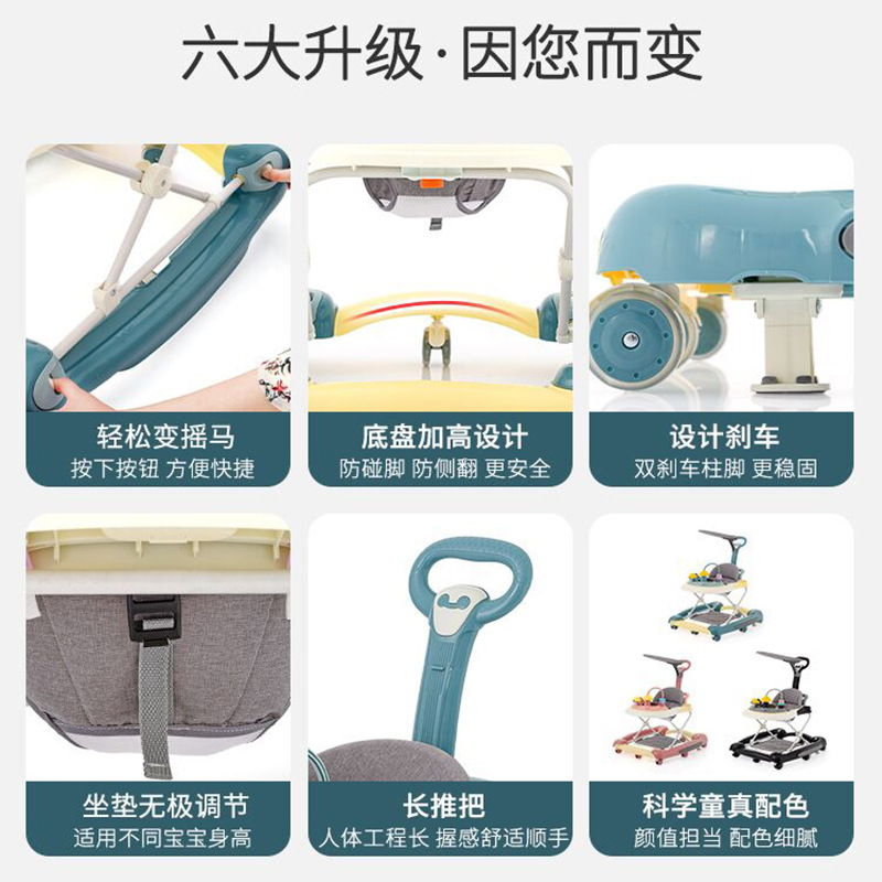 Baby walker with anti-o-legs, multifunctional anti-rollover for children, boys and girls, can sit and push to start and learn to walk