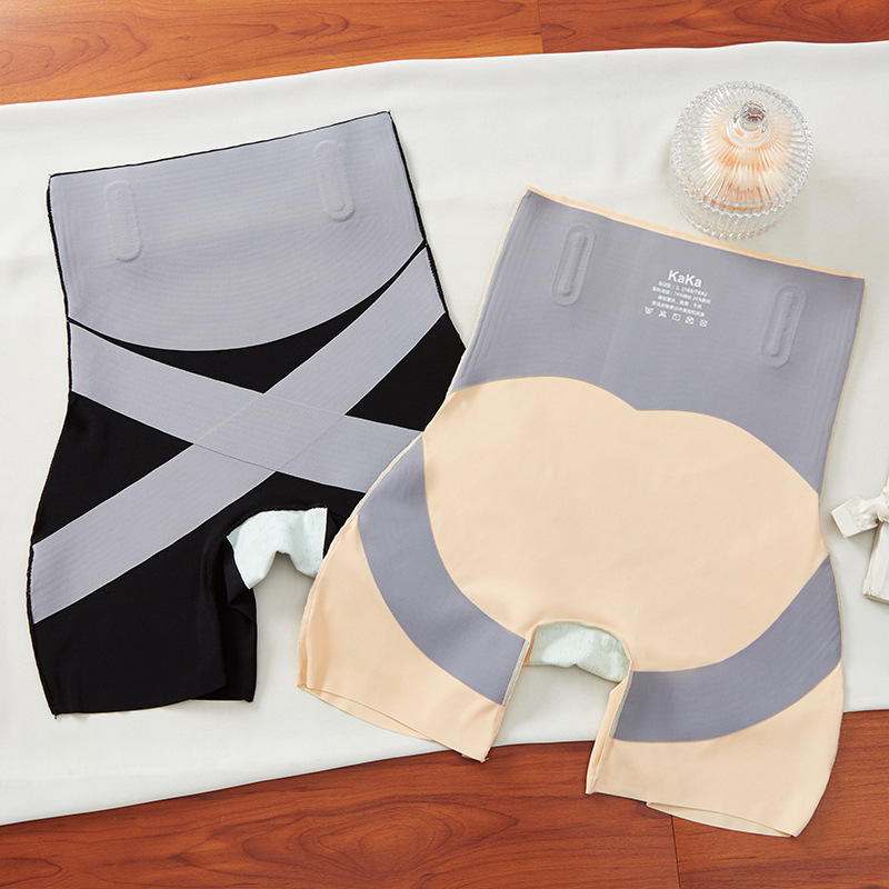 Kaka same style cross-retracting belly lifting hip lifting pants Yoga fitness shaping pants High waist stretch ladies abdomen